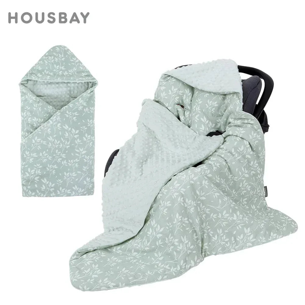 Green floral ultra soft baby swaddle blanket with white minky fabric for babies and kids accessories