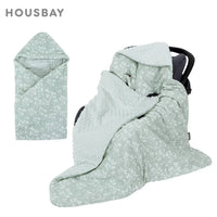 Green floral ultra soft baby swaddle blanket with white minky fabric for babies and kids accessories