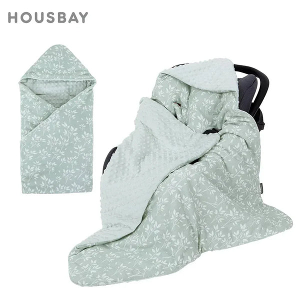 Green floral ultra soft baby swaddle blanket with white minky fabric for babies and kids accessories