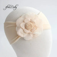 Vintage Floral Baby Turban Headband with Pink Flower - The Palm Beach Baby