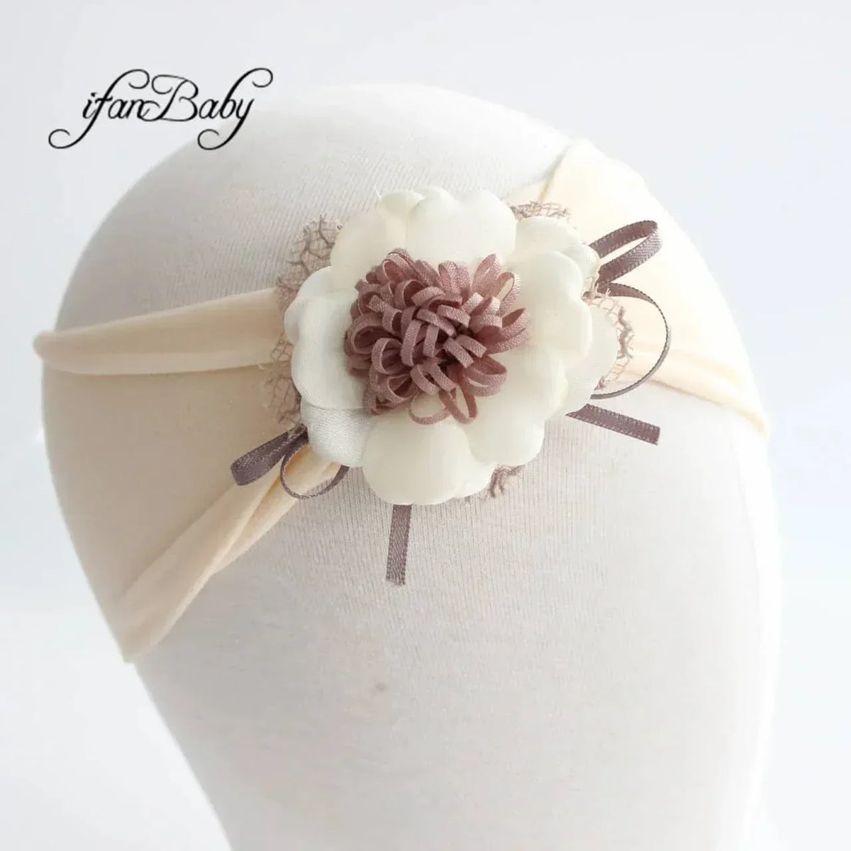 Vintage Floral Baby Turban Headband with Pink Flower - The Palm Beach Baby