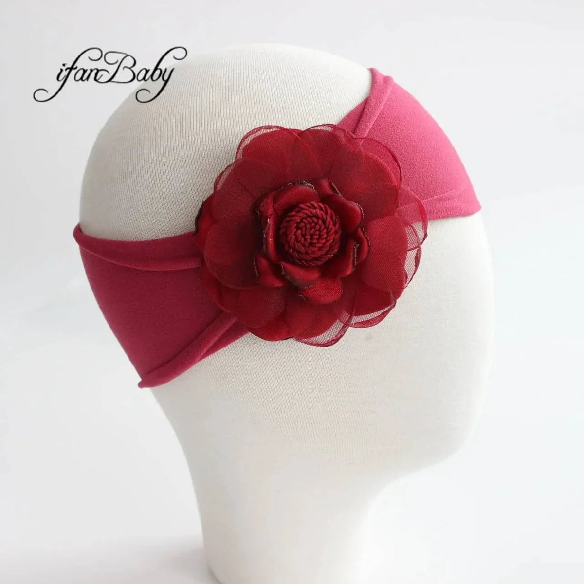 Vintage Floral Baby Turban Headband with Pink Flower - The Palm Beach Baby