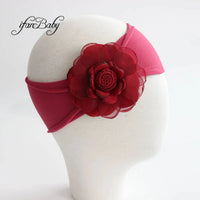 Vintage Floral Baby Turban Headband with Pink Flower - The Palm Beach Baby