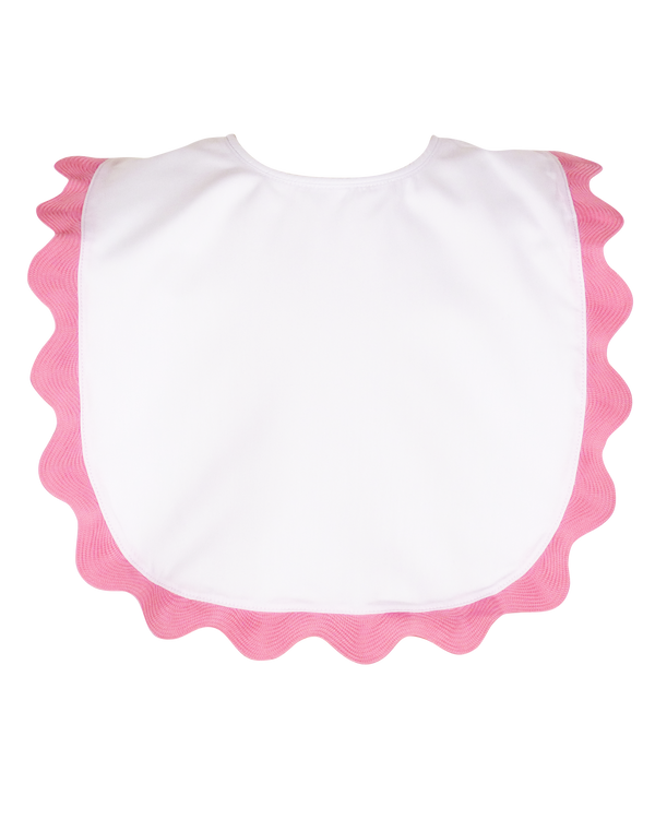 Brooklyn Bib with Pink Ricrac - The Palm Beach Baby