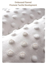 White embossed flannel fabric promoting tactile development for toddler sleep sack with zipper