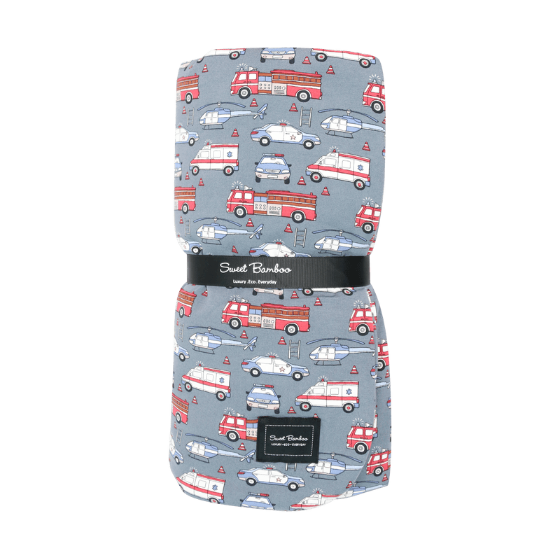 Ironman Big Kid Cloud Blanket with blue emergency-vehicles pattern; double-layer 60x40 inch.
