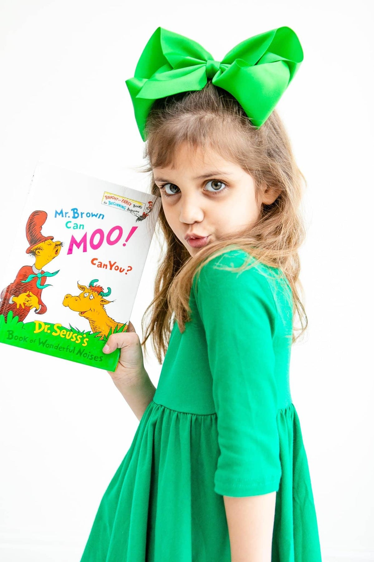 Kelly Green Twirl Dress for Kids 3/4 Sleeve - The Palm Beach Baby