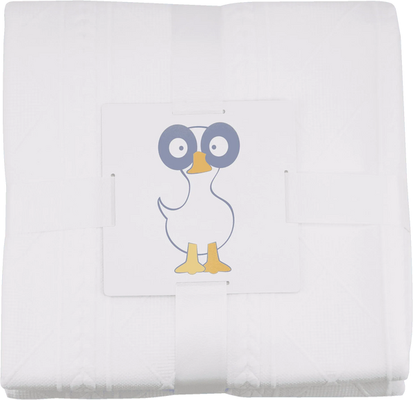 Goosewaddle full size white knit throw for newborns with soft textured pattern