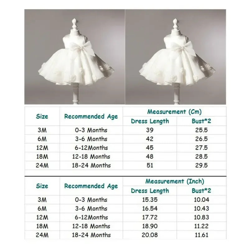 White lace and tulle toddler dress for girls with bow detail, sizes 0-24 months