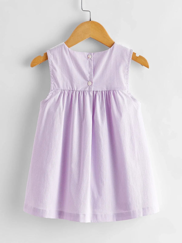 toddler girls light purple lace dress sleeveless with button back detail