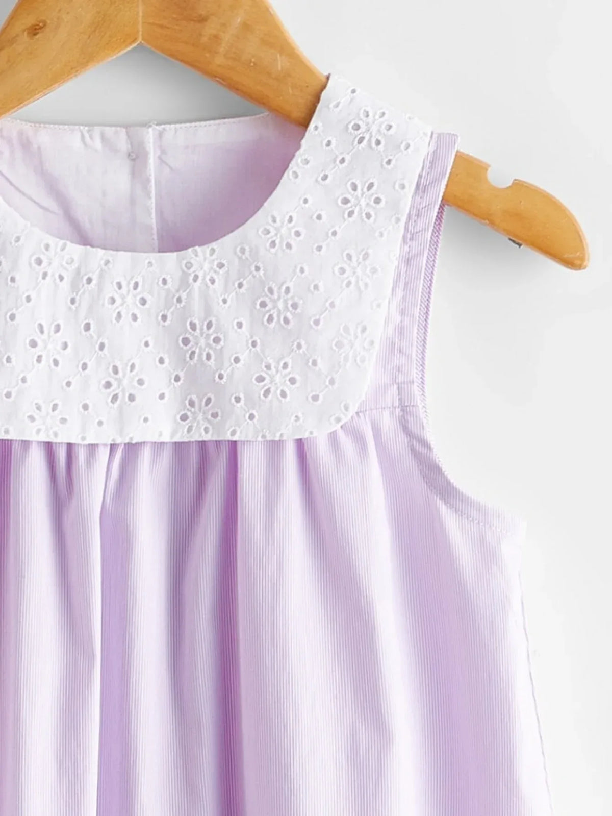 baby lavender lace dress with white floral eyelet collar sleeveless