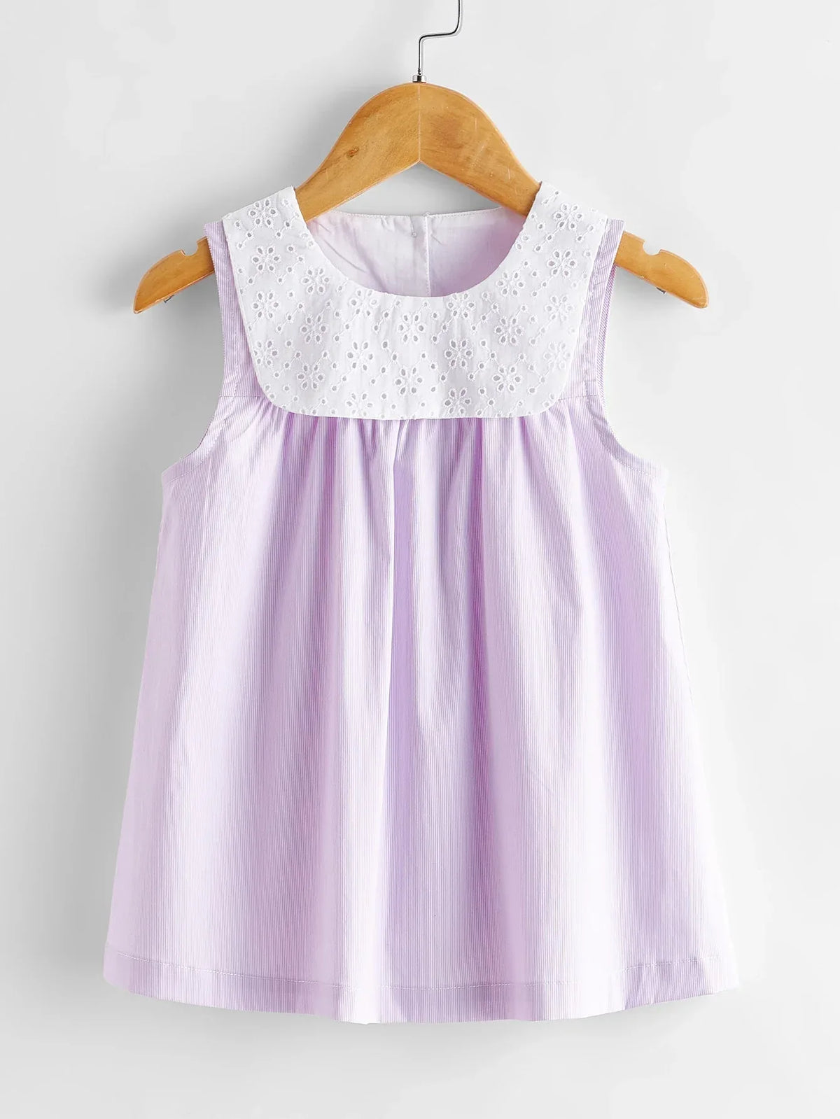toddler lavender lace dress with white eyelet collar sleeveless