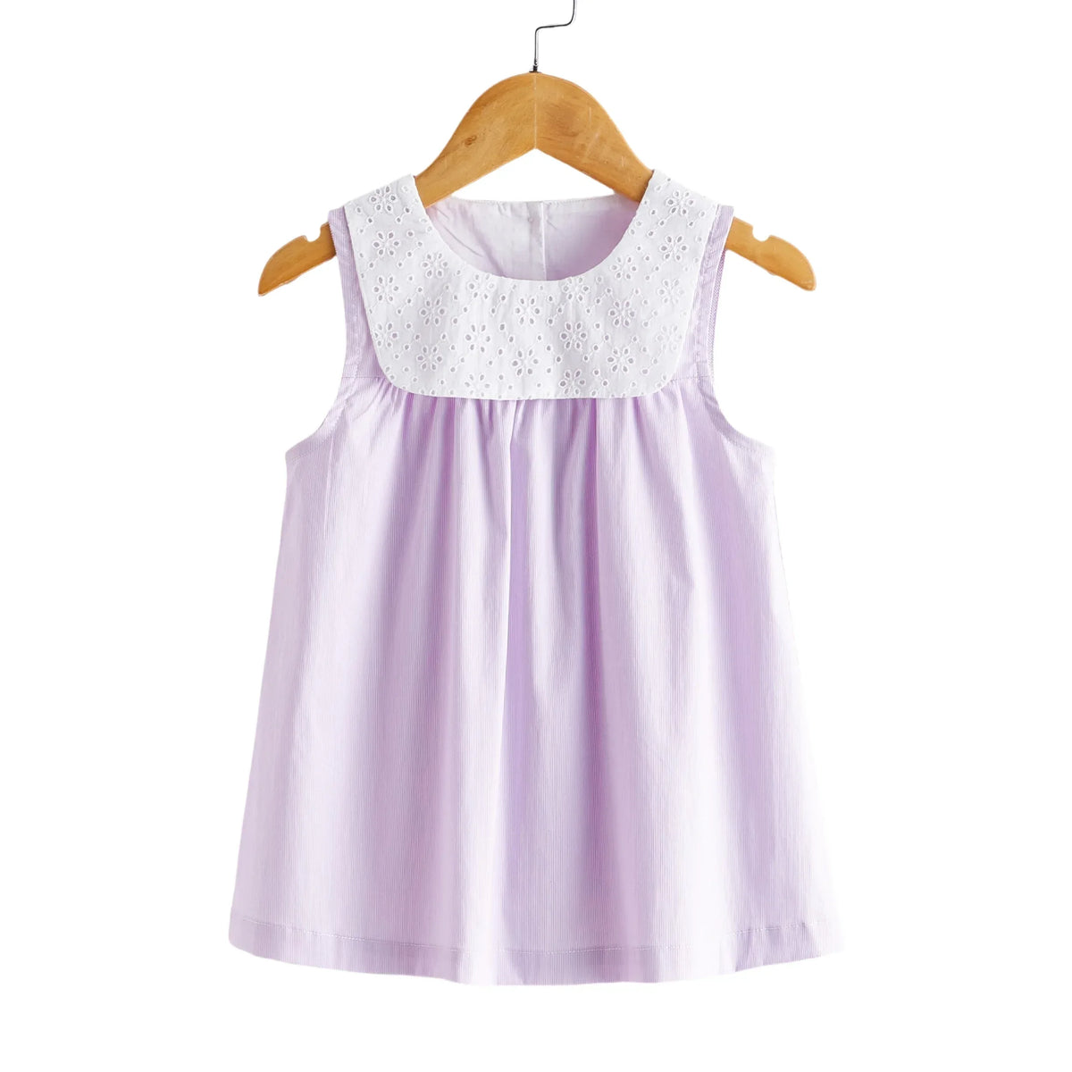 toddler girls light purple lace dress with white eyelet collar sleeveless