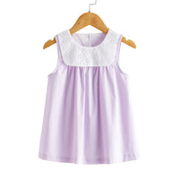 toddler girls light purple lace dress with white eyelet collar sleeveless