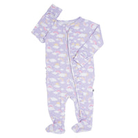 Lavender Rainbows and Clouds Ruffle Baby Footie - The Palm Beach Baby