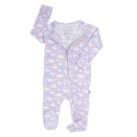 Lavender Rainbows and Clouds Ruffle Baby Footie - The Palm Beach Baby