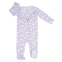 Lavender Rainbows and Clouds Zipper Footie