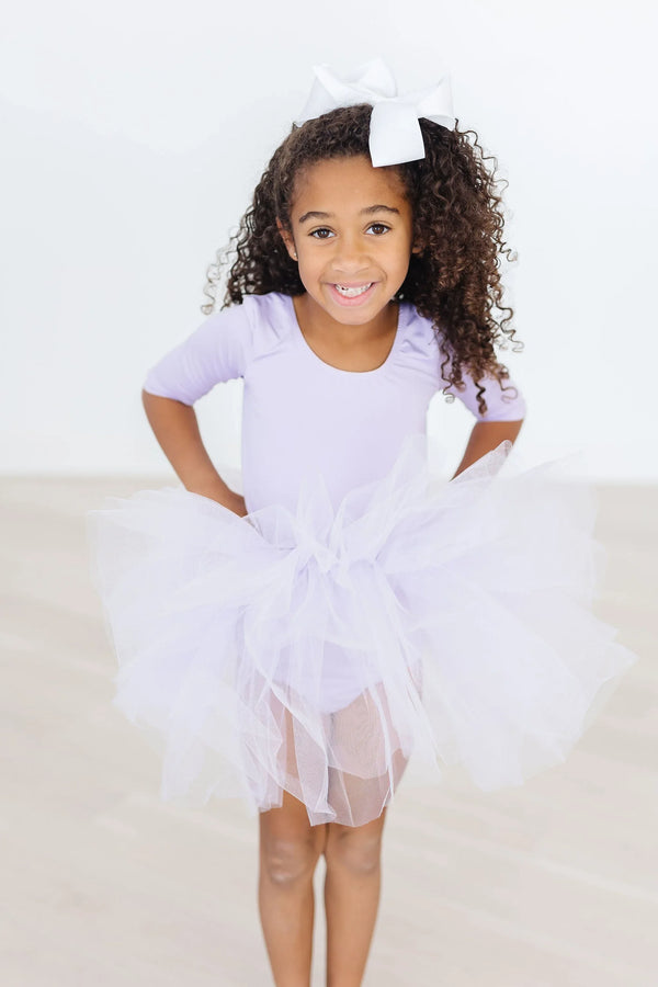 Lavender tutu leotard for toddlers sleeves and fluffy tulle skirt