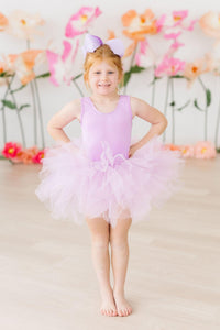 Girls light pink tutu leotard tank with bow detail for toddlers by Mila & Rose