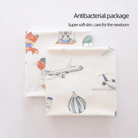 Lightweight cotton baby swaddle blanket set with airplane and animal prints for newborns