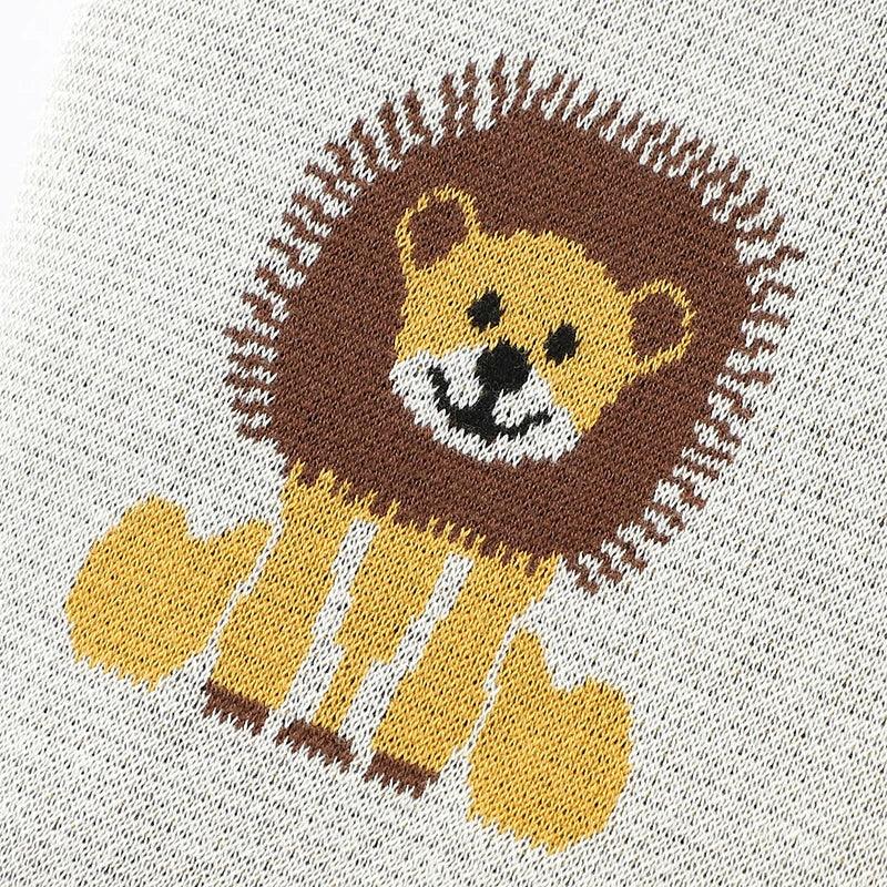 cream cotton lion baby blanket with yellow and brown lion design for infants
