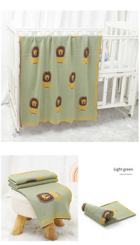 Light green lion baby blanket cotton with playful lion design for infants and toddlers