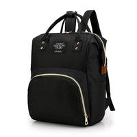 black multifunctional insulated diaper bag with gold zippers designed for babies and kids accessories
