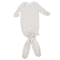 Goosewaddle lunar star knotted baby gown in white with small star print for newborns
