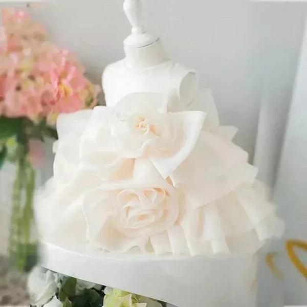 Charlotte Luxury Flower Girl Dress with 3D Floral Design - The Palm Beach Baby