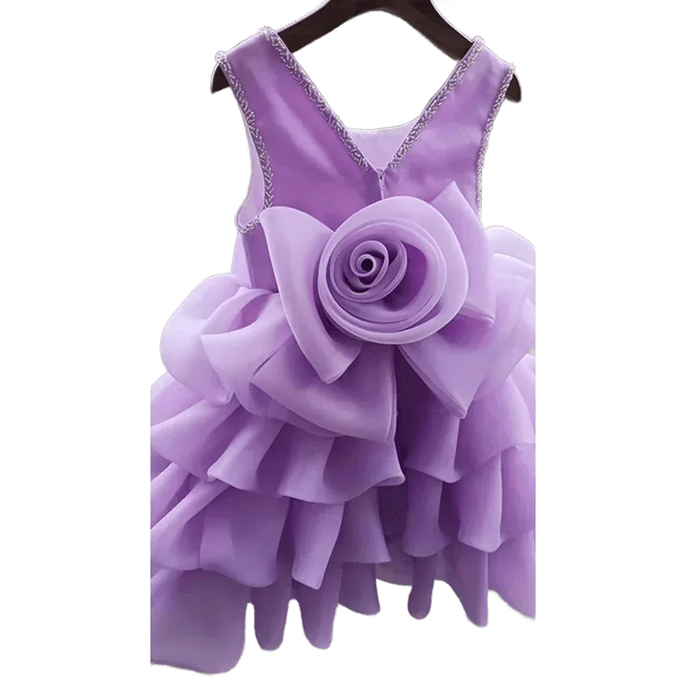 Charlotte Luxury Flower Girl Dress with 3D Floral Design - The Palm Beach Baby