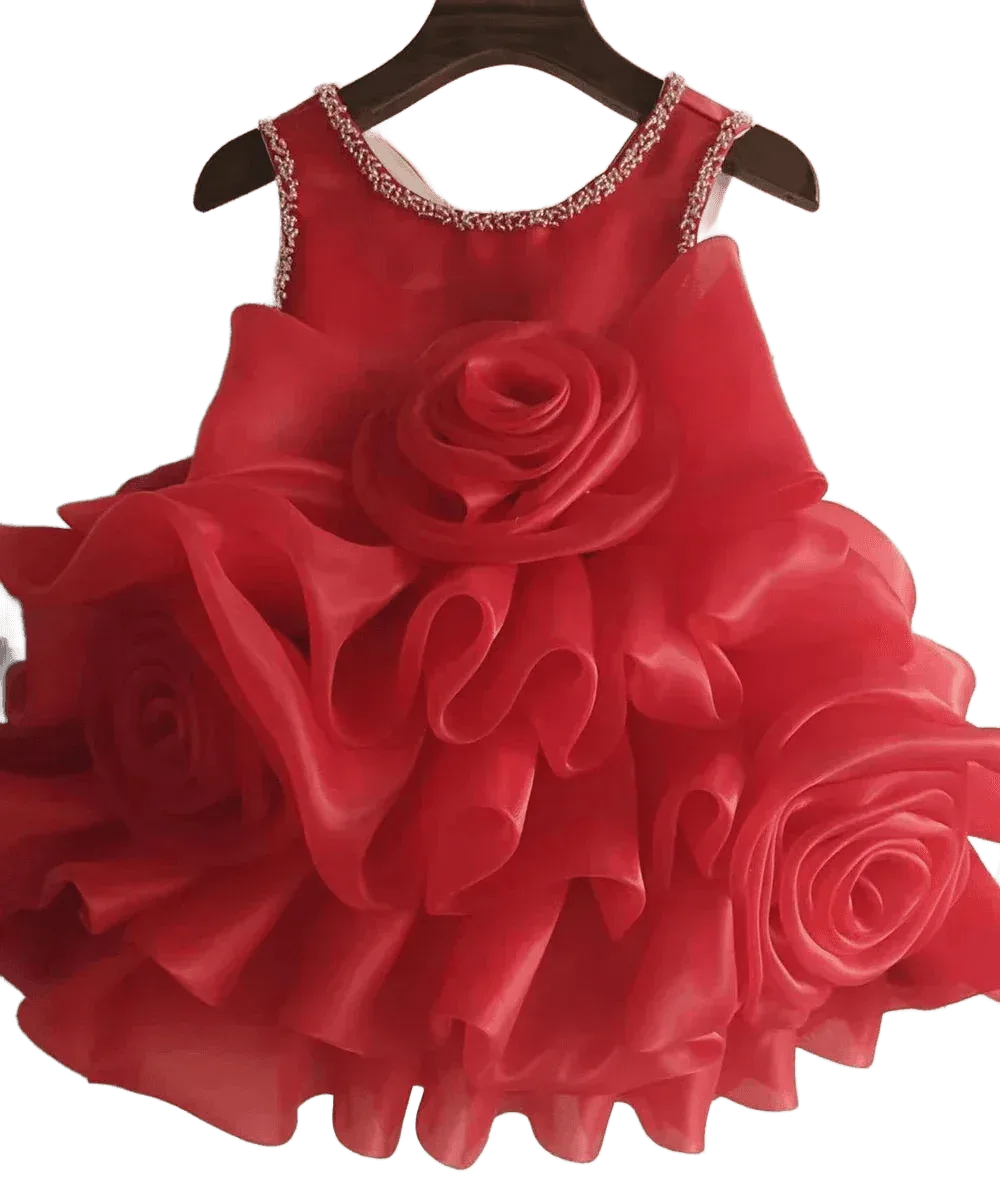 Charlotte Luxury Flower Girl Dress with 3D Floral Design - The Palm Beach Baby