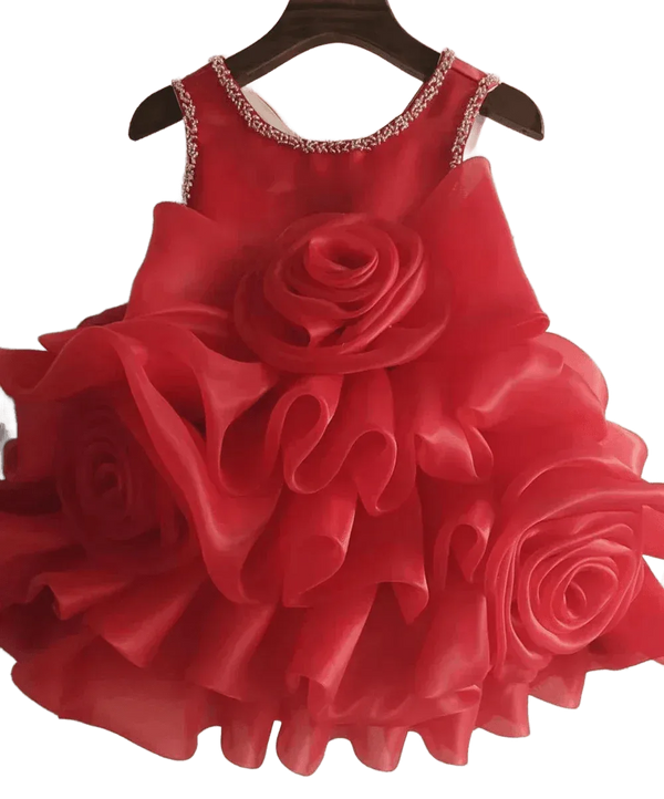 Charlotte Luxury Flower Girl Dress with 3D Floral Design - The Palm Beach Baby