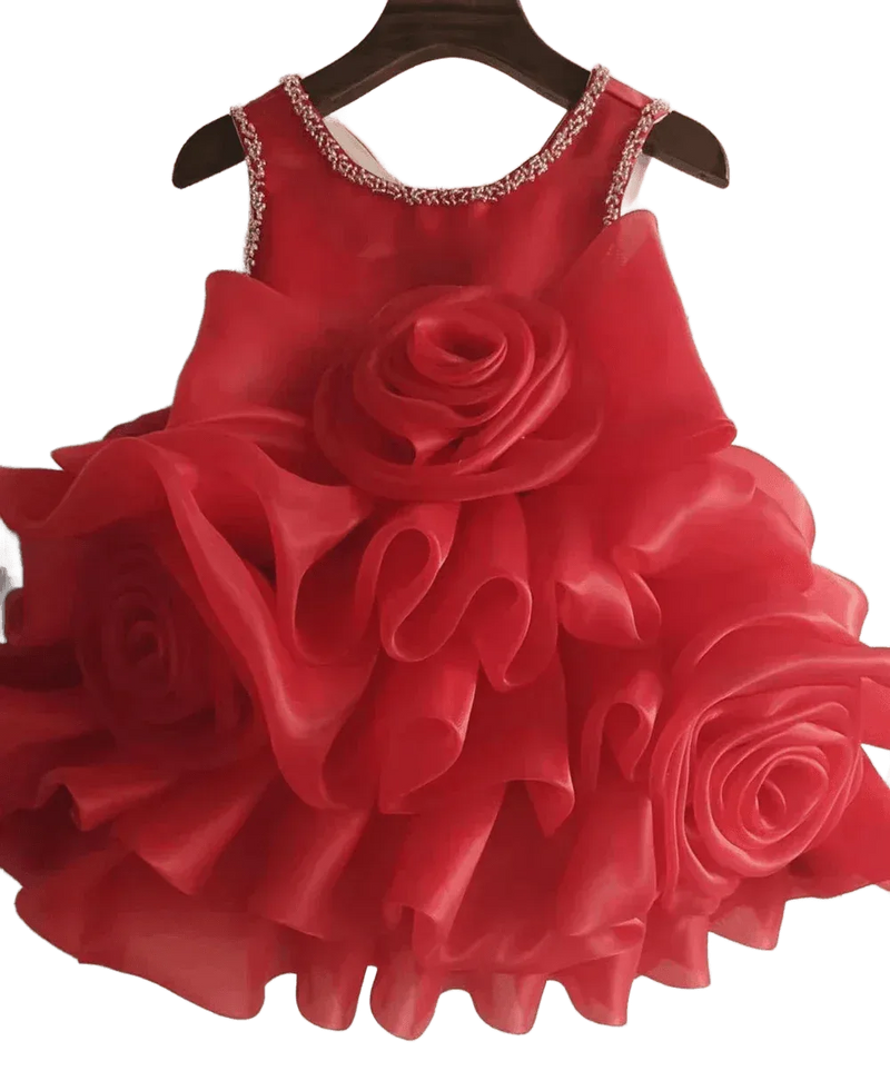Charlotte Luxury Flower Girl Dress with 3D Floral Design - The Palm Beach Baby