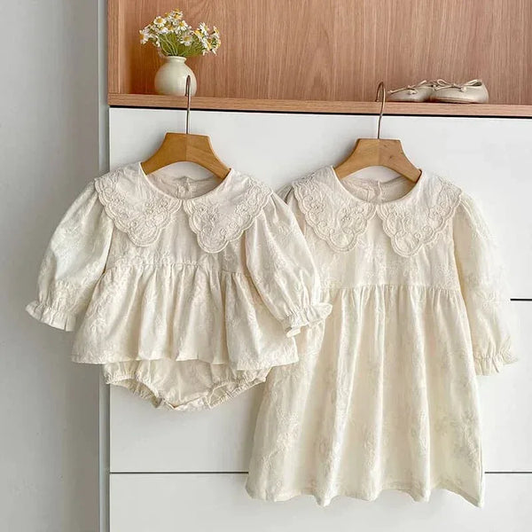 Matching Sister Outfits with Peter Pan Collars Dress - The Palm Beach Baby