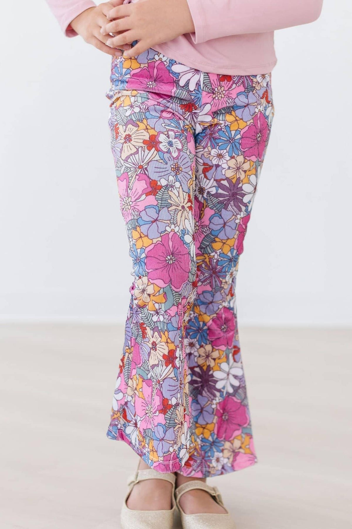 Mauve Ribbed Velvet Bell Bottoms for Kids - The Palm Beach Baby