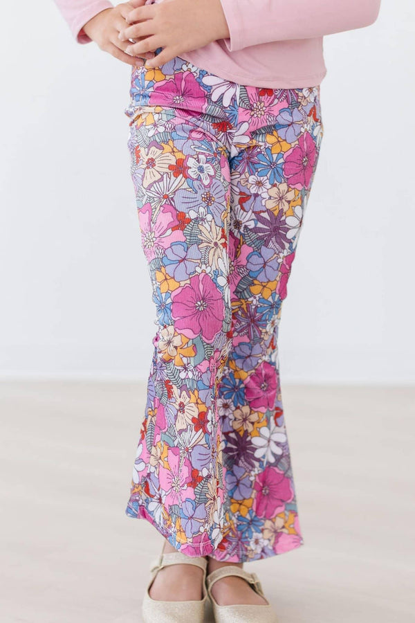 Mauve Ribbed Velvet Bell Bottoms for Kids - The Palm Beach Baby
