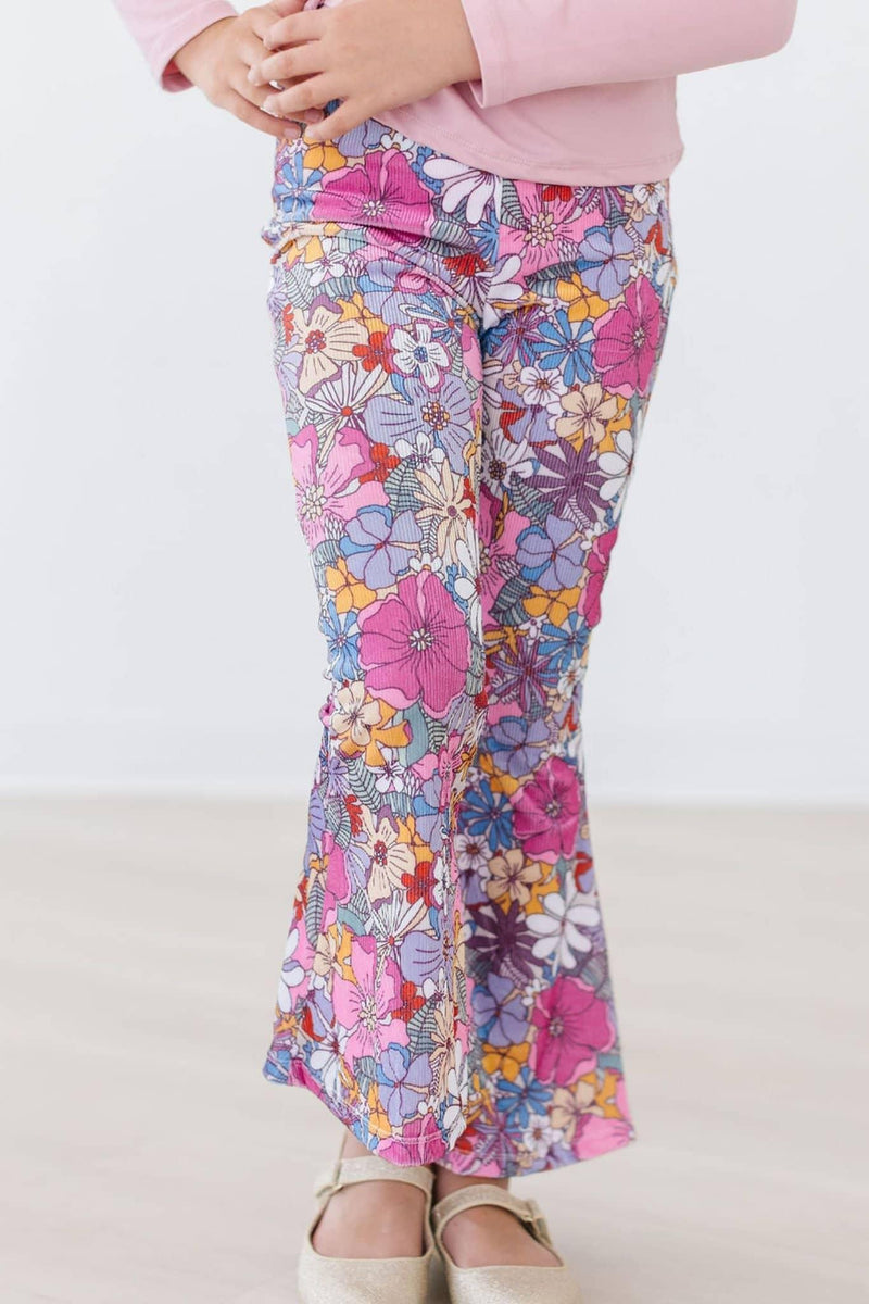 Mauve Ribbed Velvet Bell Bottoms for Kids - The Palm Beach Baby