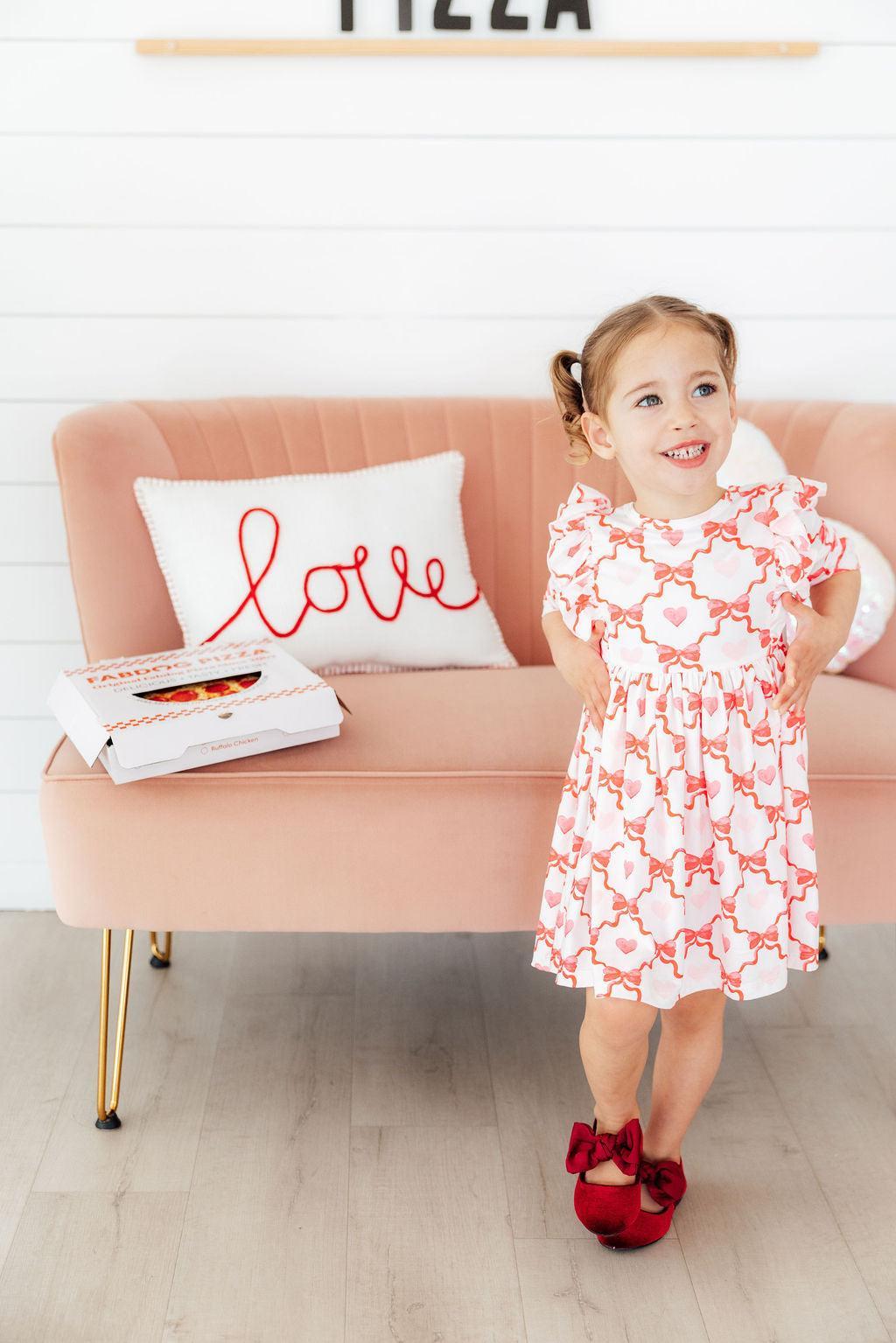 Lovebug 3/4 Sleeve Ruffle Twirl Dress for Girls - The Palm Beach Baby Mila & Rose ®