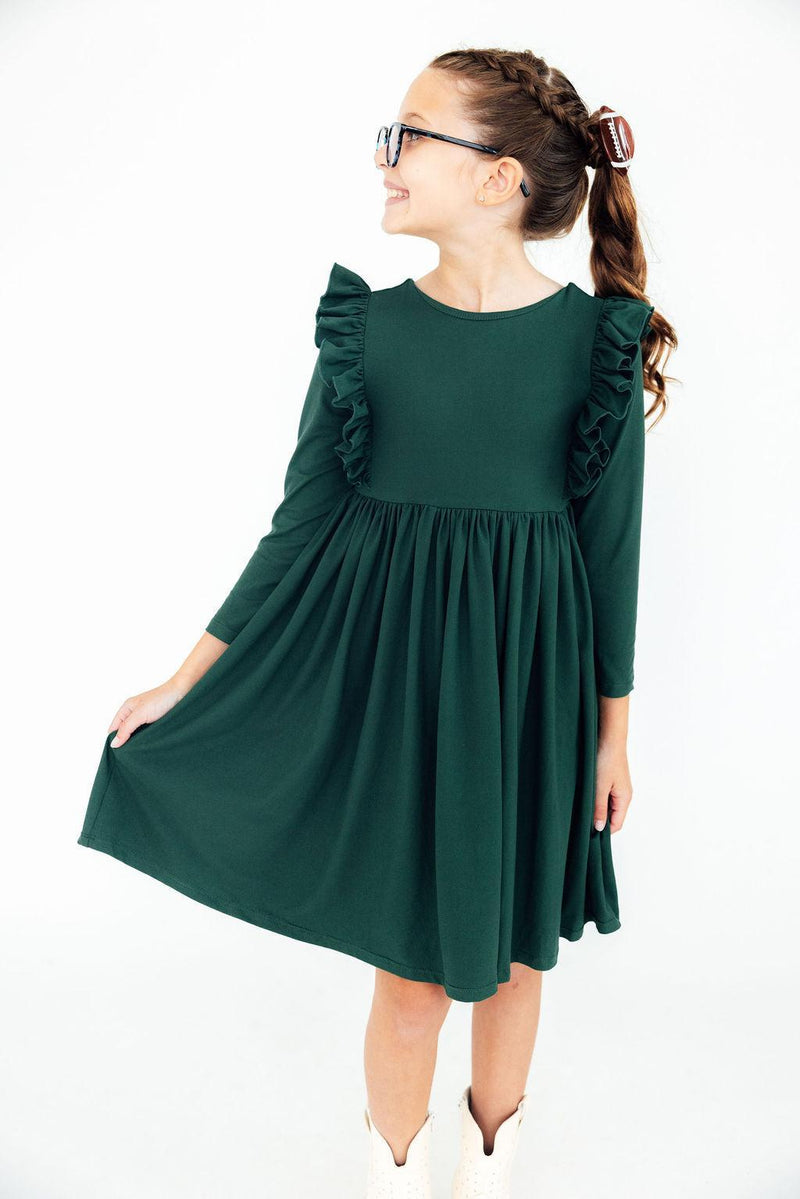 Spruce Long-Sleeve Ruffle Twirl Dress