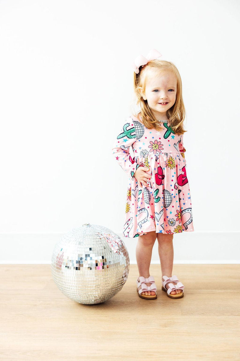 Boots & Bling Long Sleeve Pocket Twirl Dress