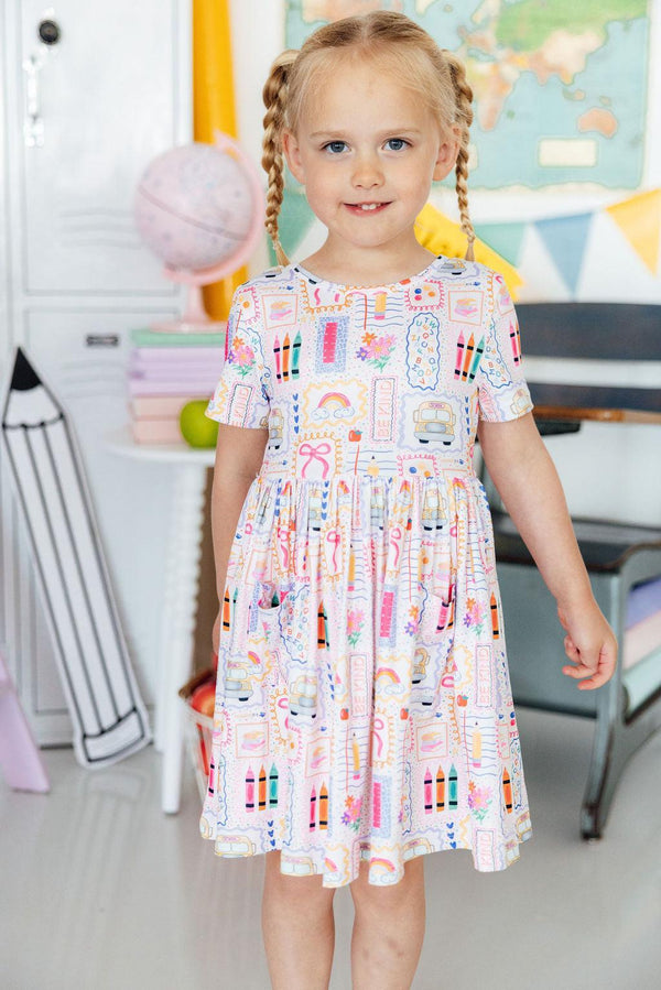 Art Class Short Sleeve Pocket Twirl Dress
