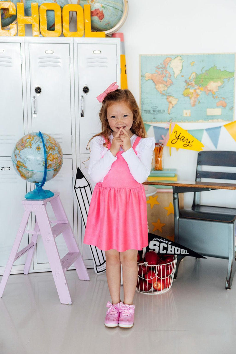 Neon Pink Faux Suede Pinafore - The Palm Beach Baby Mila & Rose ®