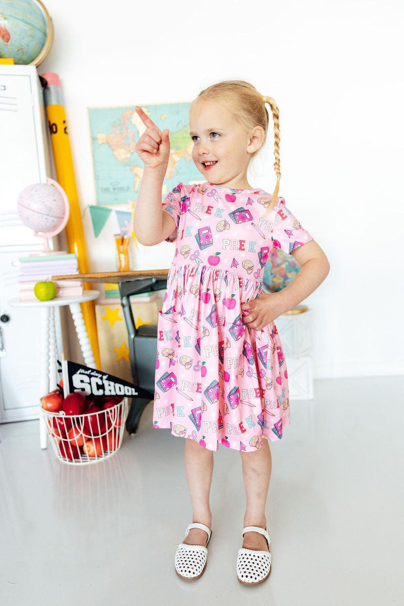 Pre-K Short Sleeve Pocket Twirl Dress - The Palm Beach Baby Mila & Rose ®