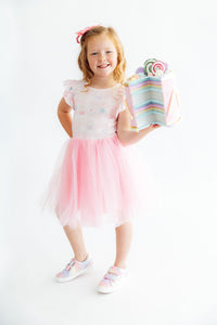 Birthday Magic Flutter Sleeve Tutu Dress For Little Girls