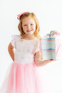 Birthday Magic Flutter Sleeve Tutu Dress For Little Girls