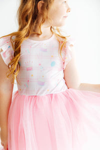Birthday Magic Flutter Sleeve Tutu Dress For Little Girls