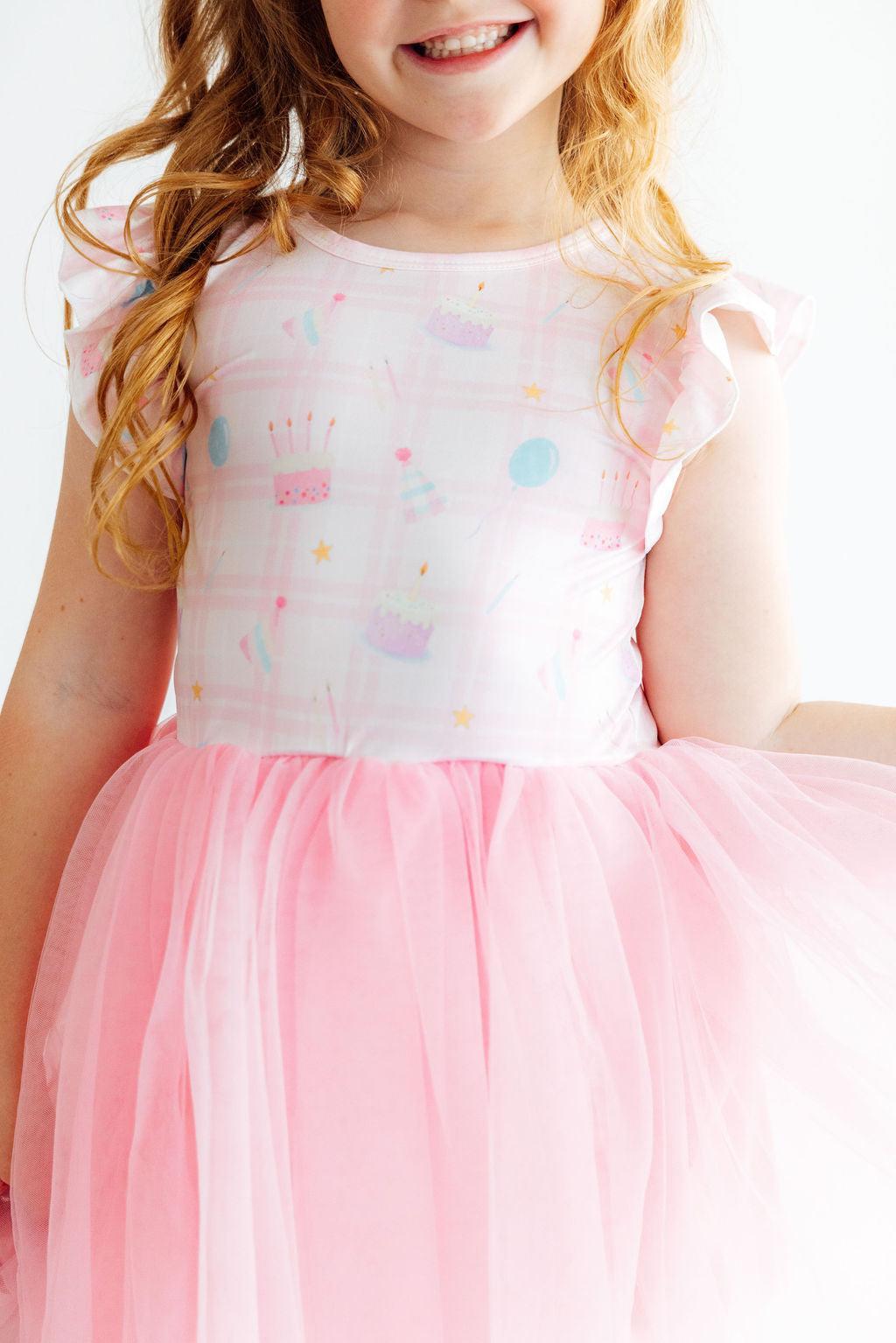 Birthday Magic Flutter Sleeve Tutu Dress For Little Girls