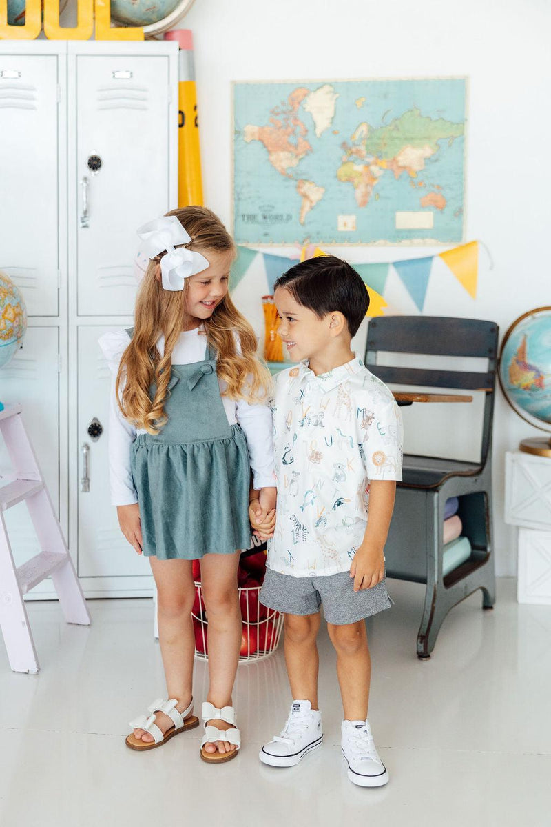 Vintage Blue Faux Suede Pinafore - The Palm Beach Baby Mila & Rose ®