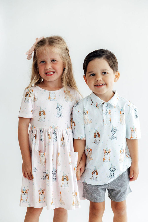 Boys Party Pups S/S Polo