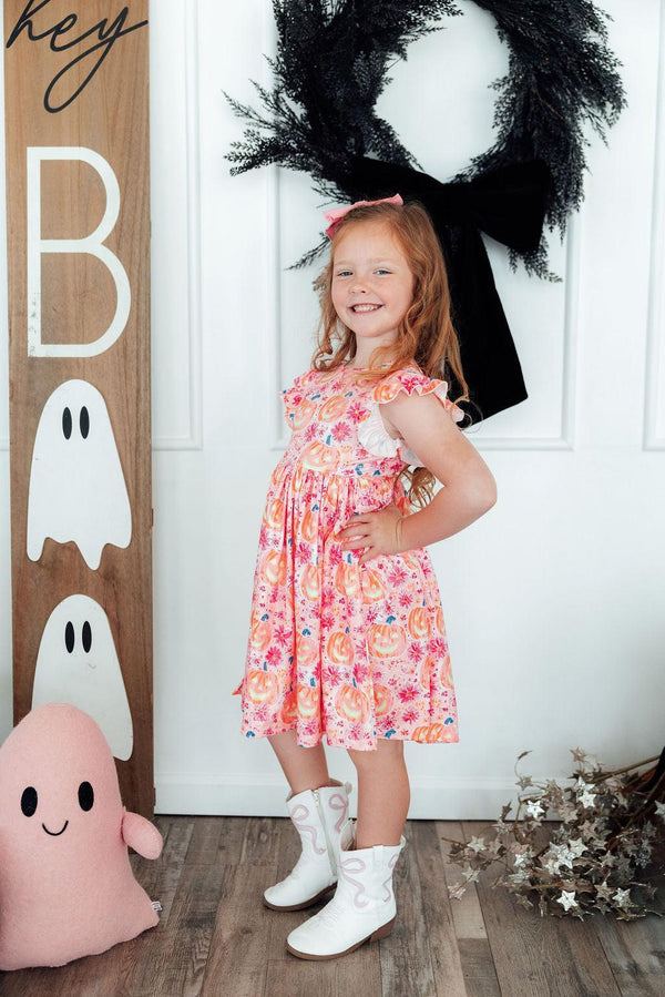 Spooktacular Flutter Sleeve Twirl Dress